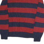 TOMMY HILFIGER Mens Red & Navy Patterned Jumper Crew Neck Basic Knit M Cotton