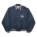 UNITED SPORTS APPAREL Mens Navy Blue Button Jacket L Nylon Plain Vintage