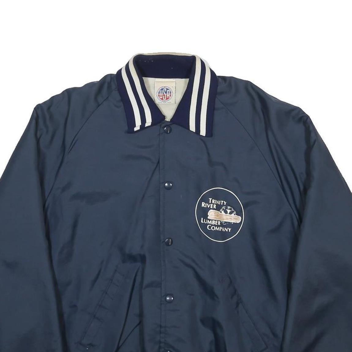 UNITED SPORTS APPAREL Mens Navy Blue Button Jacket L Nylon Plain Vintage
