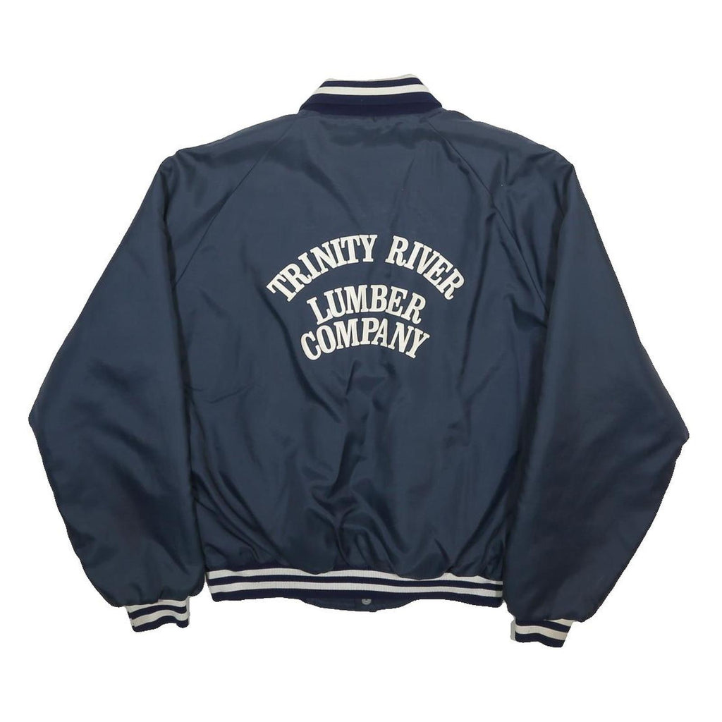 UNITED SPORTS APPAREL Mens Navy Blue Button Jacket L Nylon Plain Vintage