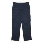 DICKIES Mens Navy Regular Fit Straight Leg Cotton Blend Trousers W32 L32