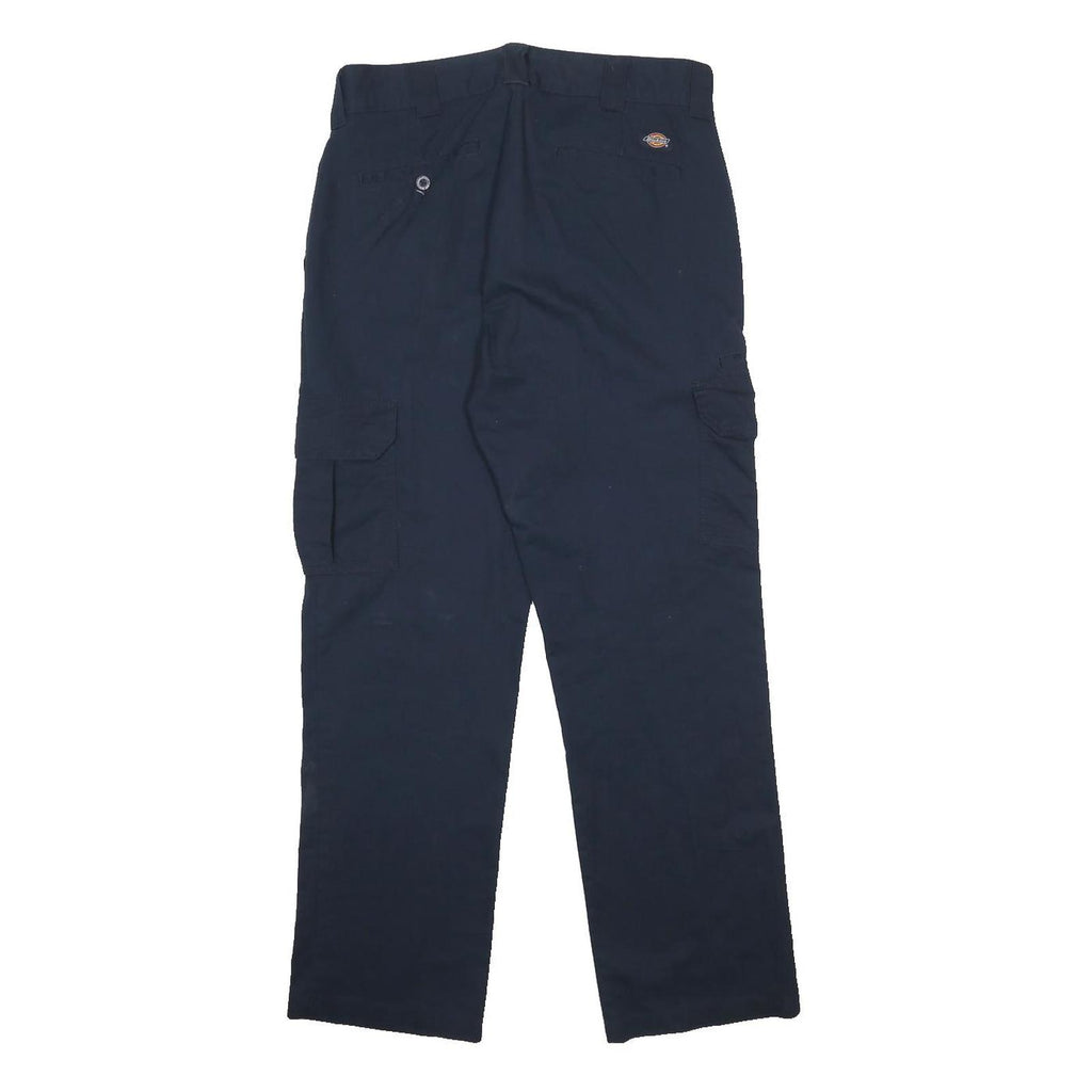 DICKIES Mens Navy Regular Fit Straight Leg Cotton Blend Trousers W32 L32