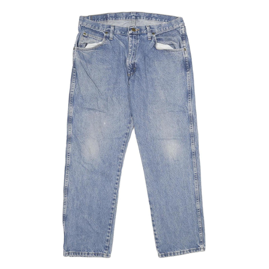WRANGLER Mens Regular Fit Blue Denim Jeans W36 L29 Classic Cotton Zip Closure