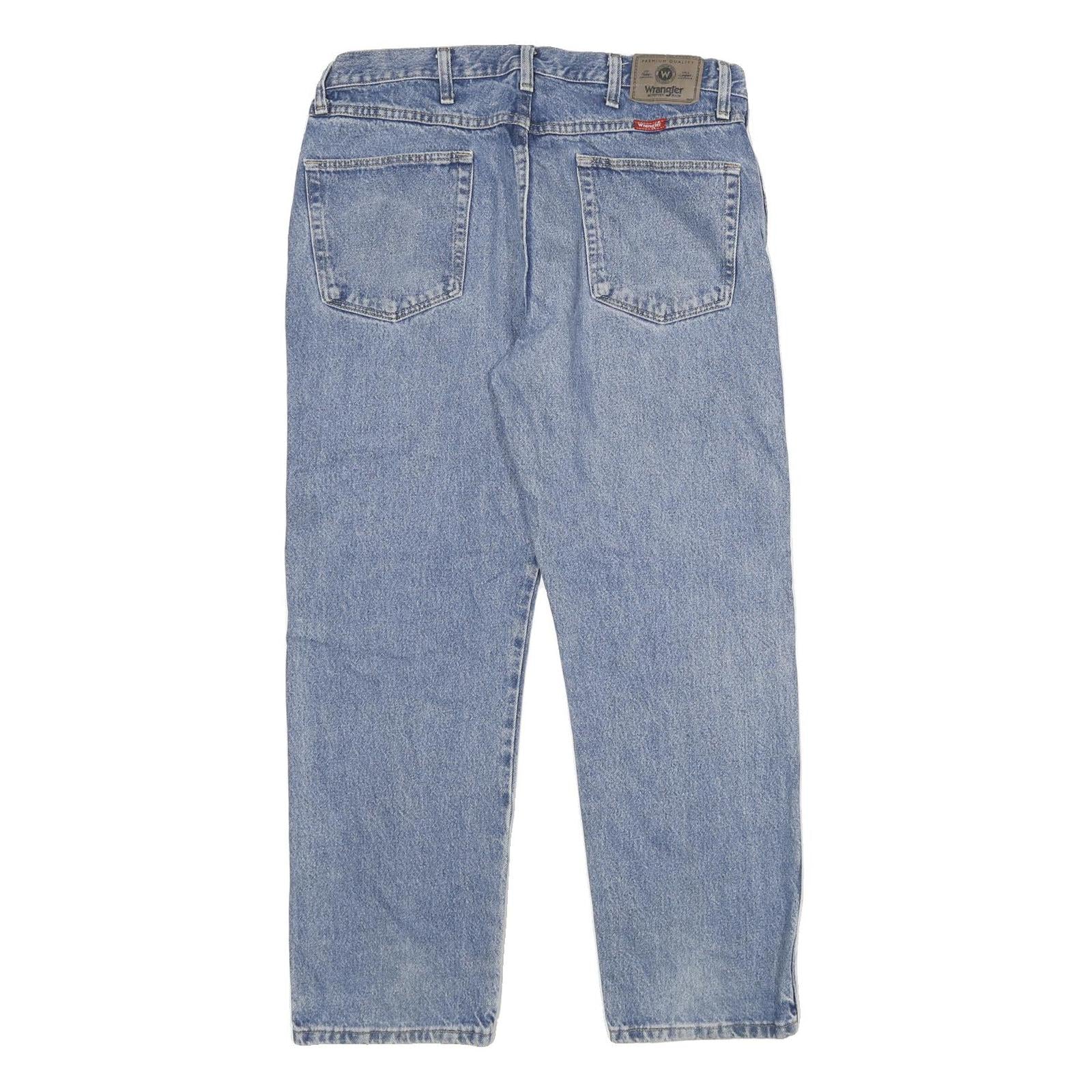 WRANGLER Mens Regular Fit Blue Denim Jeans W36 L29 Classic Cotton Zip Closure