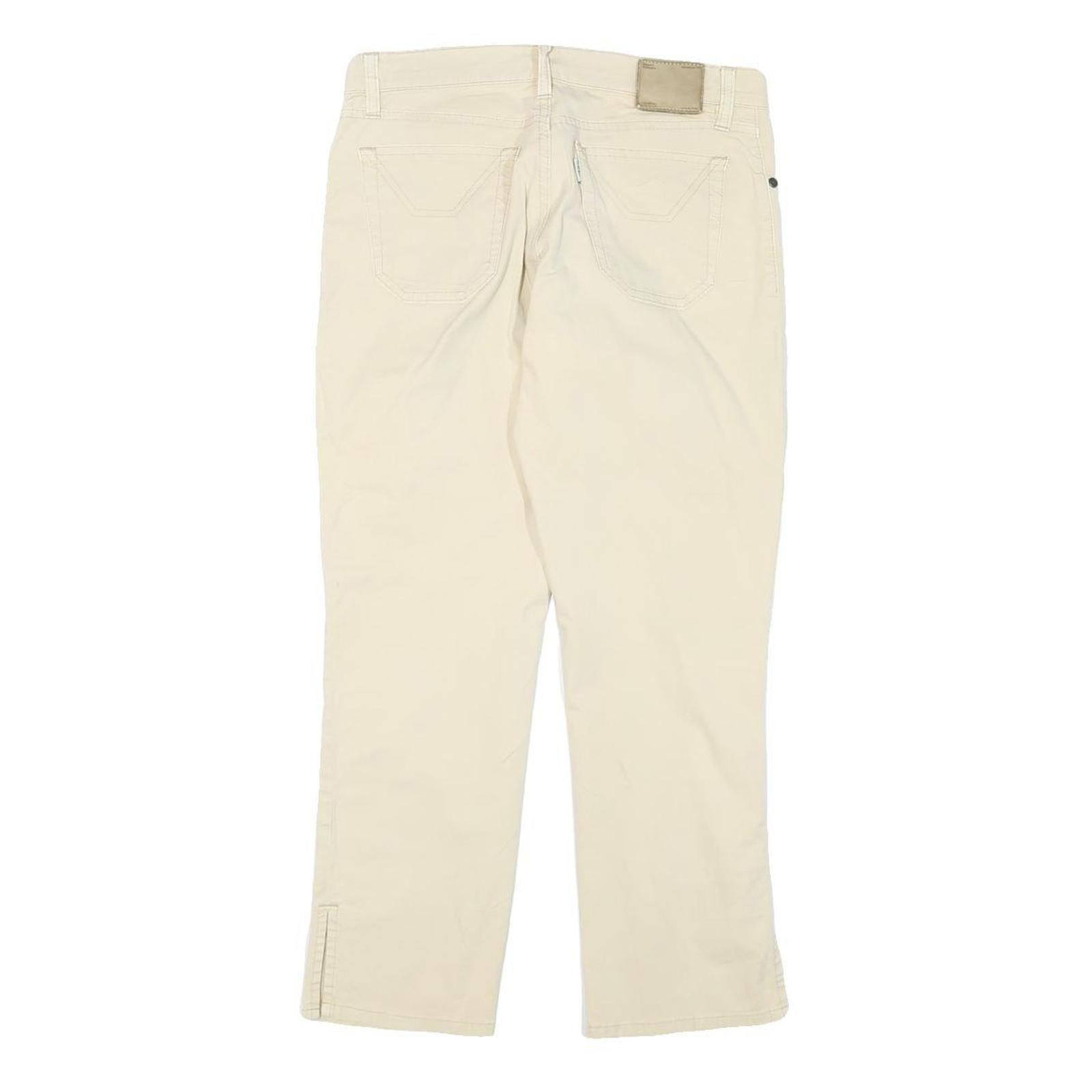 JECKERSON Womens Slim Beige Cotton Blend Trousers W28 L24 Zip Closure