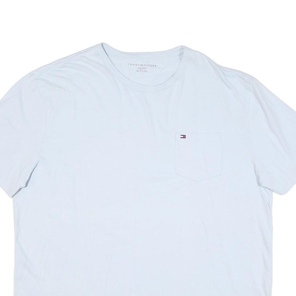 TOMMY HILFIGER Mens White Plain Pocket T-Shirt XL Short Sleeve Crew Neck Classic