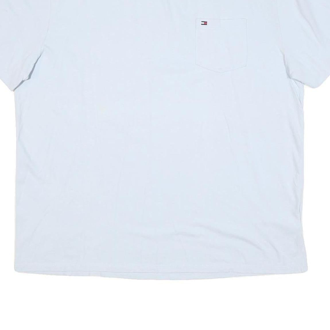 TOMMY HILFIGER Mens White Plain Pocket T-Shirt XL Short Sleeve Crew Neck Classic