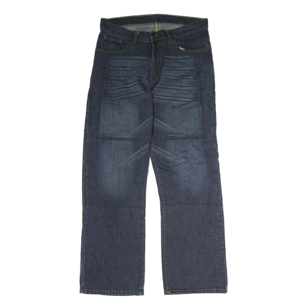 TORQUE Mens Dark Blue Regular Fit Straight Cotton Denim Jeans W36 L33 Classic