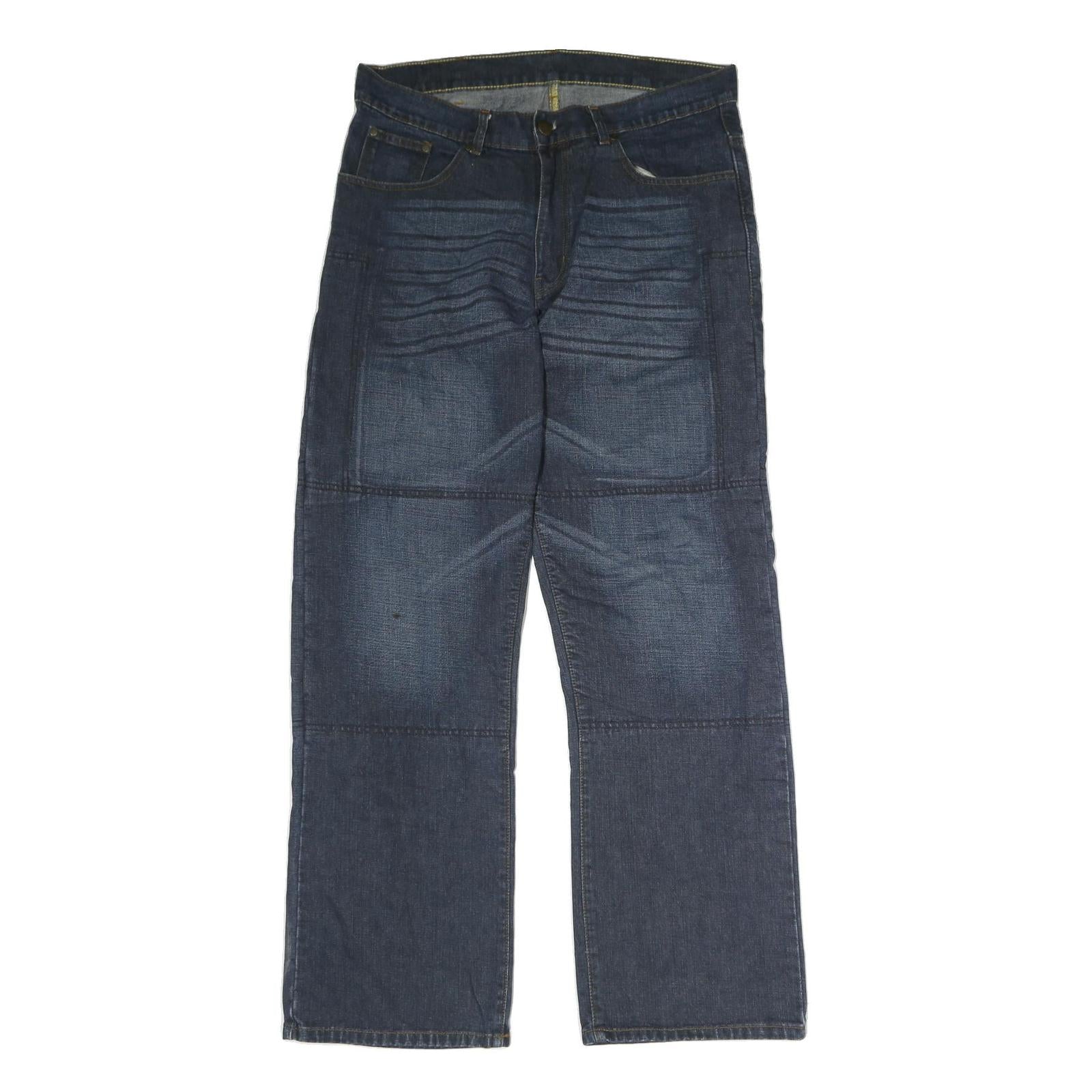 TORQUE Mens Dark Blue Regular Fit Straight Cotton Denim Jeans W36 L33 Classic