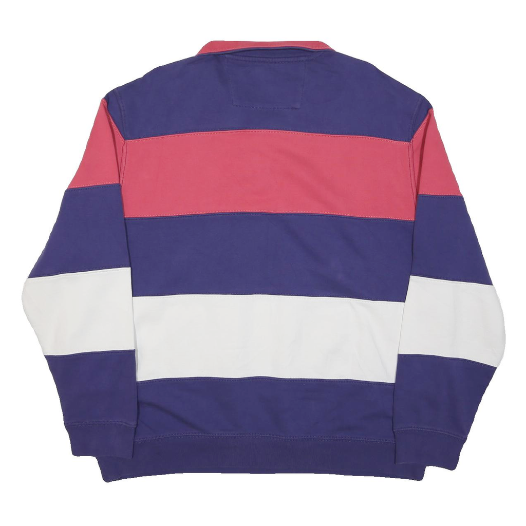 CHAPS Mens Blue & Red & White Patterned Half Zip Jumper Cotton Blend 2XL Casual