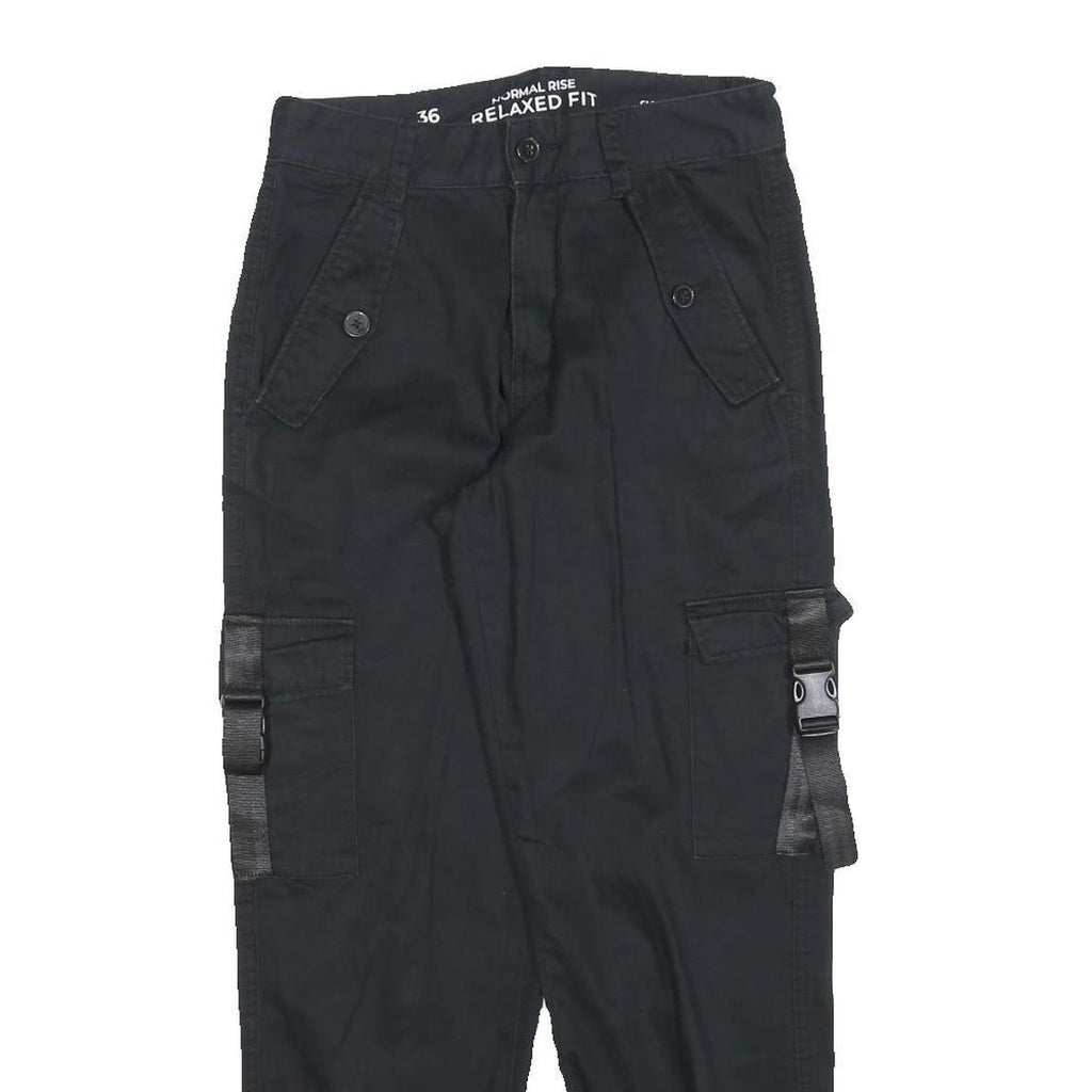 CLOCKHOUSE Womens Cotton Blend Black Slim Cargo Trousers W26 L28 Utility Zip