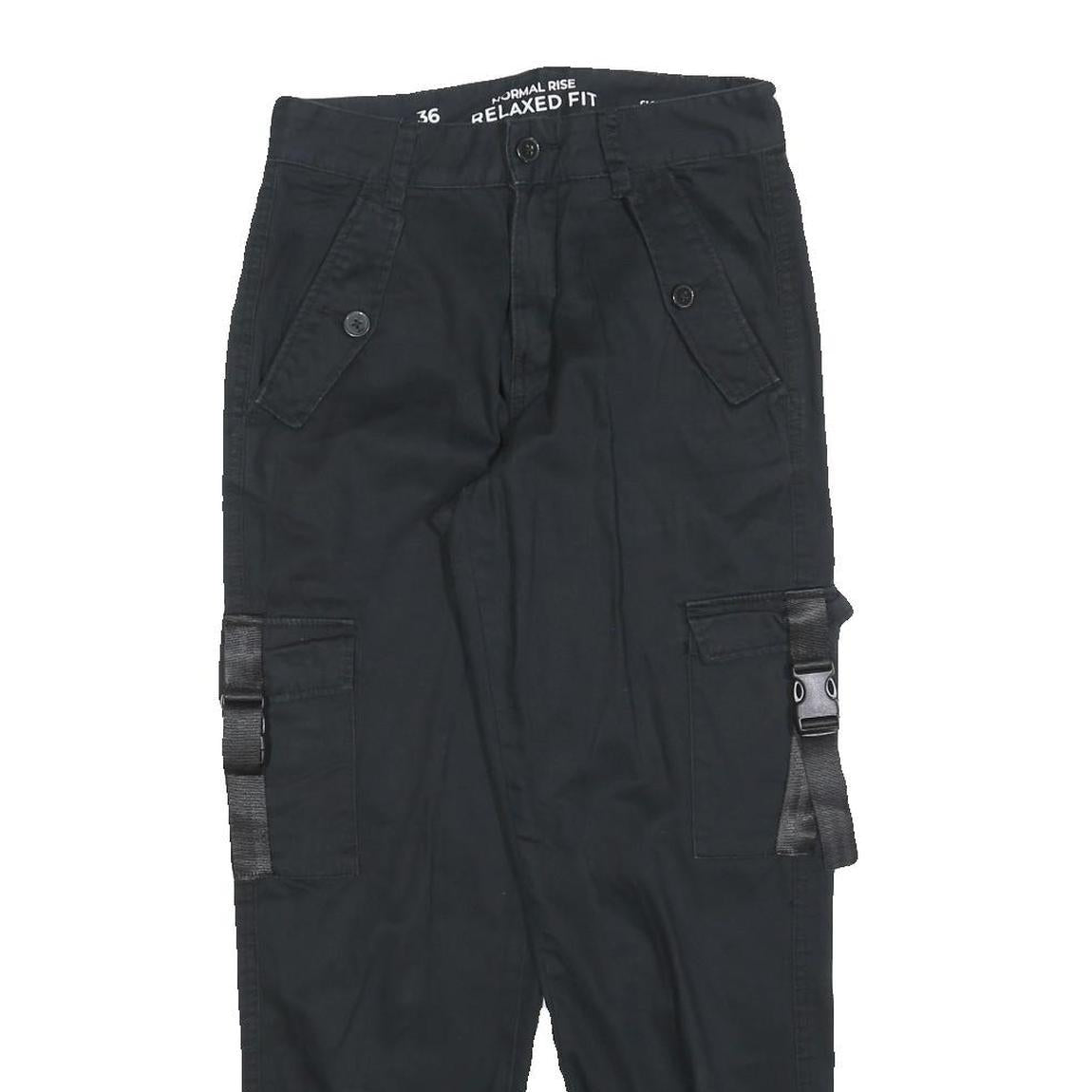 CLOCKHOUSE Womens Cotton Blend Black Slim Cargo Trousers W26 L28 Utility Zip