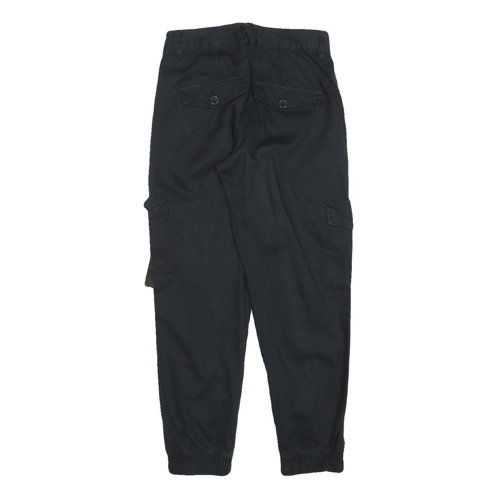 CLOCKHOUSE Womens Cotton Blend Black Slim Cargo Trousers W26 L28 Utility Zip