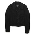 GUESS Womens Black Cotton Blend Denim Jacket M Button Closure Classic Fit Plain