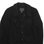 GUESS Womens Black Cotton Blend Denim Jacket M Button Closure Classic Fit Plain