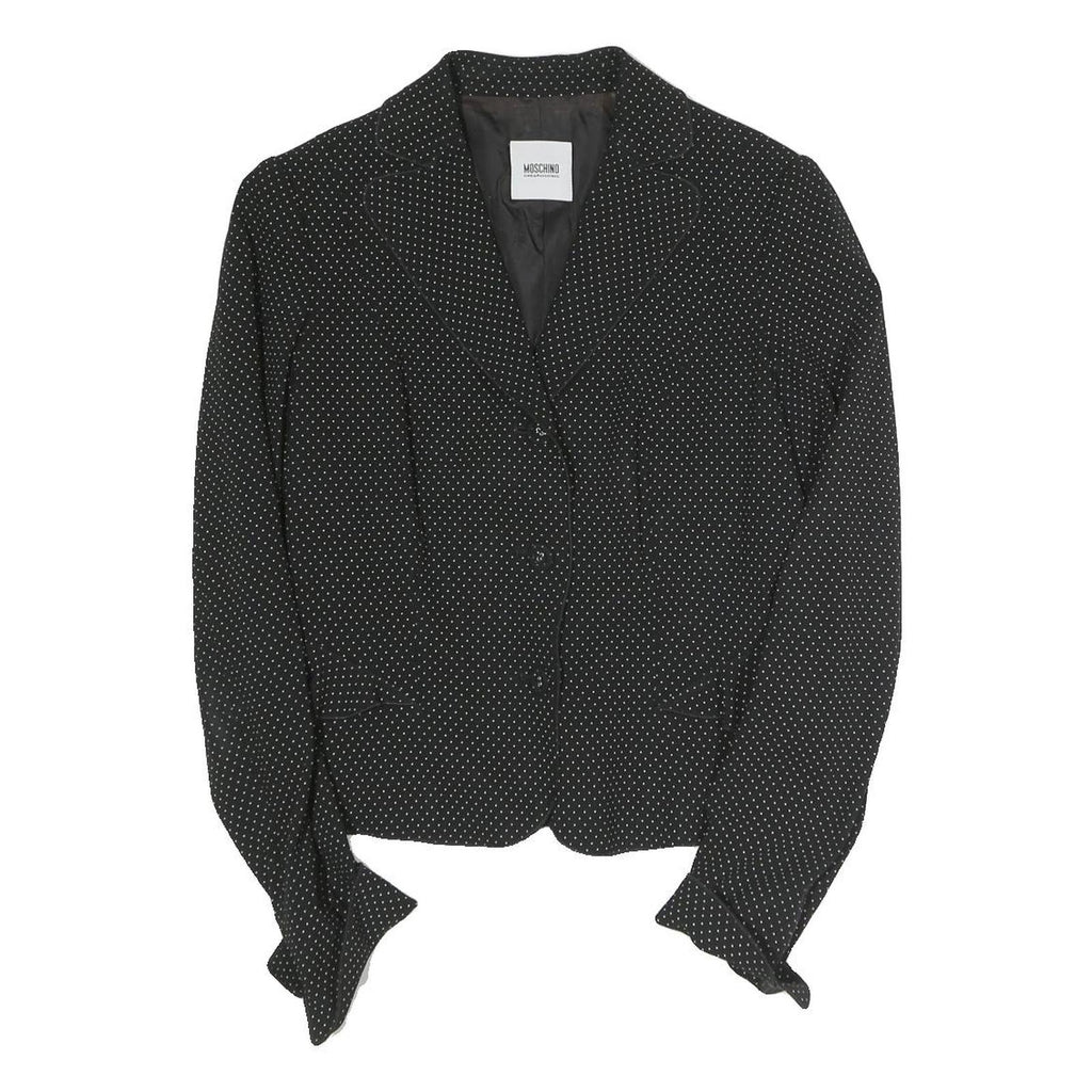 MOSCHINO Womens Black & White Polka Dot Tailored Jacket S Cotton Blend Button