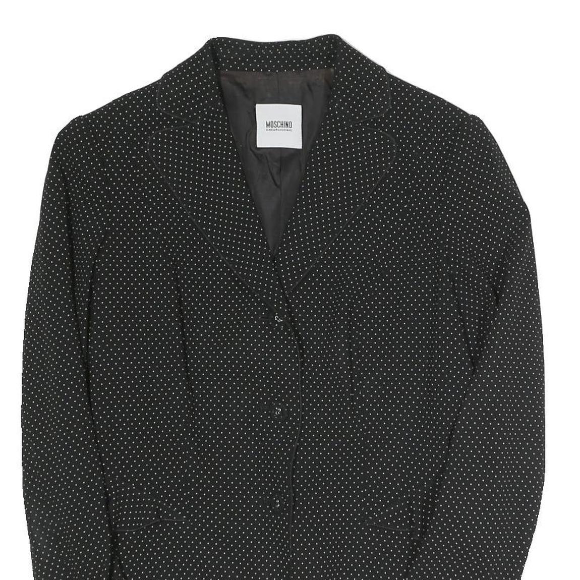 MOSCHINO Womens Black & White Polka Dot Tailored Jacket S Cotton Blend Button