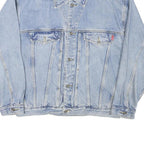 Mens Blue Denim Jacket L Cotton Blend Classic Fit Button Closure Long Sleeve