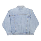 Mens Blue Denim Jacket L Cotton Blend Classic Fit Button Closure Long Sleeve