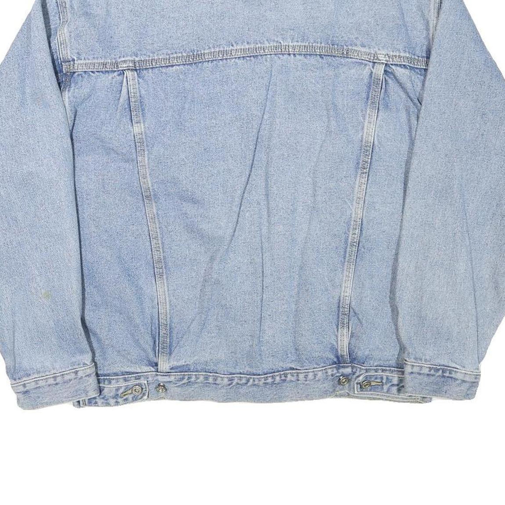 Mens Blue Denim Jacket L Cotton Blend Classic Fit Button Closure Long Sleeve