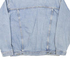 Mens Blue Denim Jacket L Cotton Blend Classic Fit Button Closure Long Sleeve