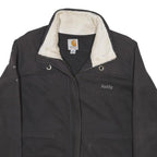 CARHARTT Womens Black Cotton Blend Jacket L Sherpa Lined Zip Closure Workwear