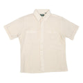 HABAND Mens Cream Shirt M Cotton Blend Short Sleeve Casual Button Front
