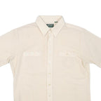 HABAND Mens Cream Shirt M Cotton Blend Short Sleeve Casual Button Front