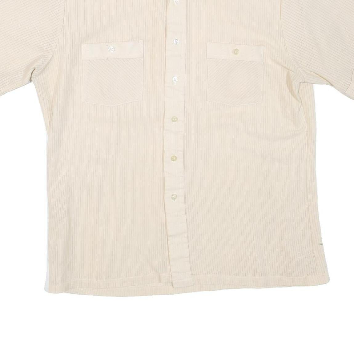 HABAND Mens Cream Shirt M Cotton Blend Short Sleeve Casual Button Front