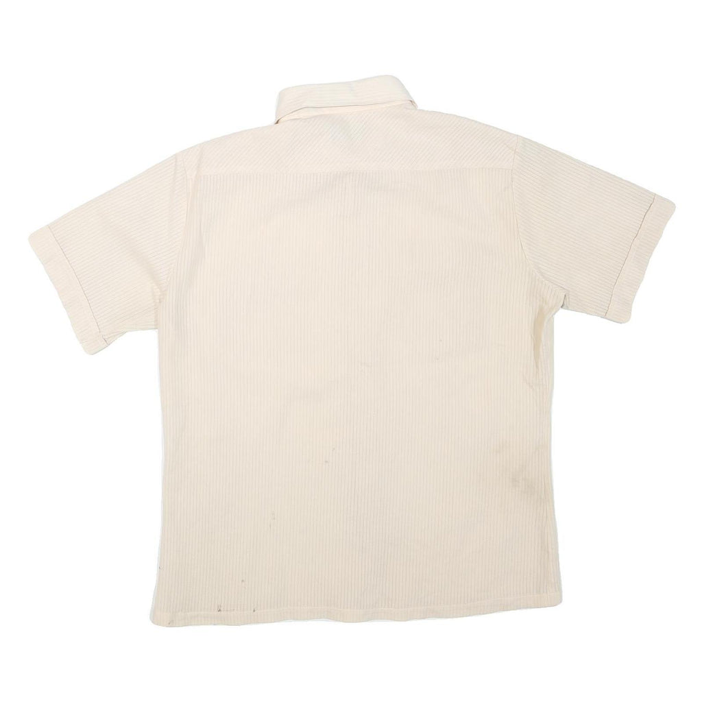 HABAND Mens Cream Shirt M Cotton Blend Short Sleeve Casual Button Front