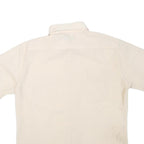 HABAND Mens Cream Shirt M Cotton Blend Short Sleeve Casual Button Front