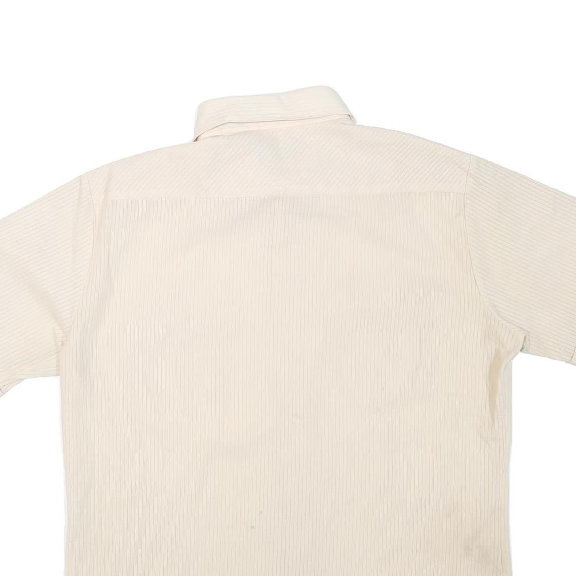 HABAND Mens Cream Shirt M Cotton Blend Short Sleeve Casual Button Front