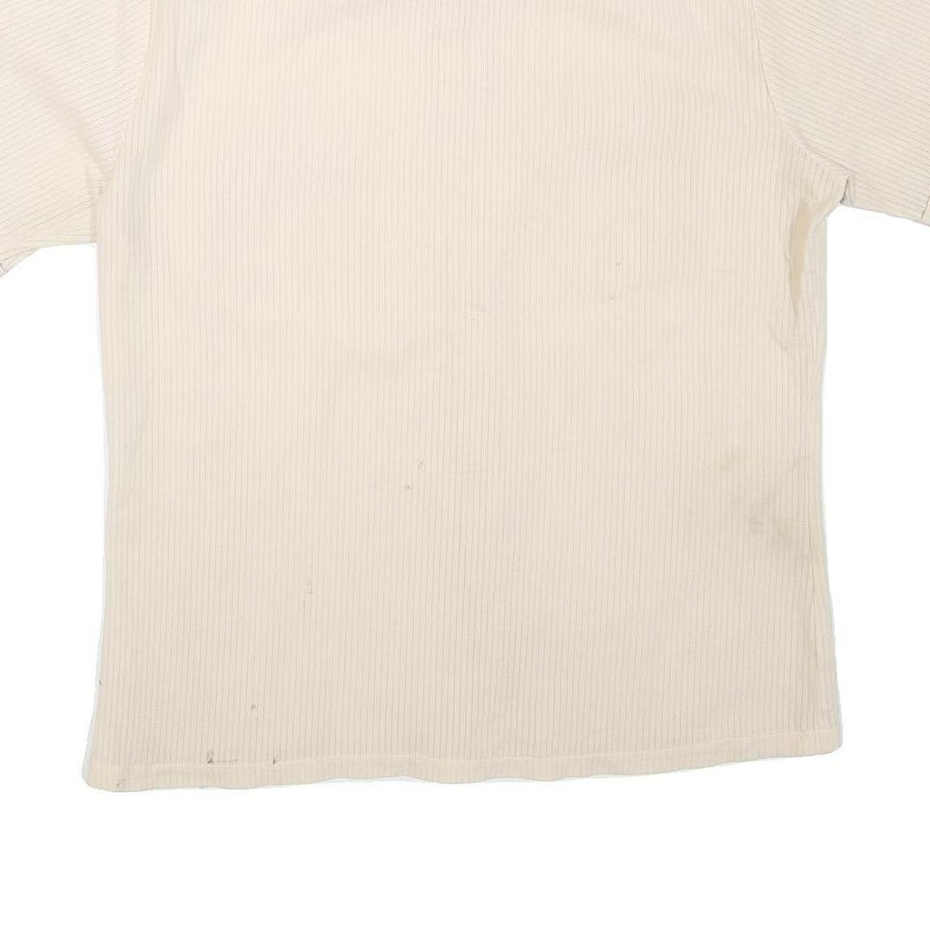 HABAND Mens Cream Shirt M Cotton Blend Short Sleeve Casual Button Front