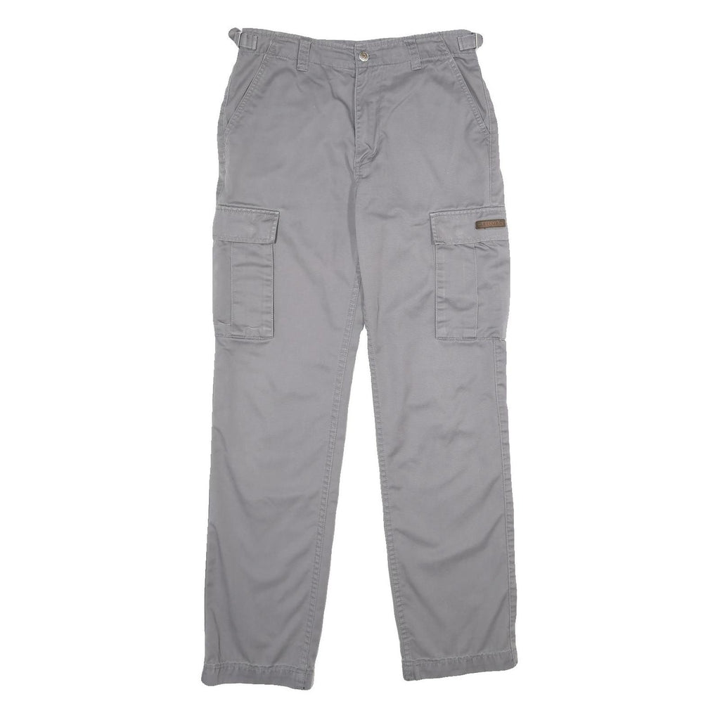 TEDDYS Mens Cotton Blend Grey Regular Cargo Trousers W30 L32 Utility Pockets Zip