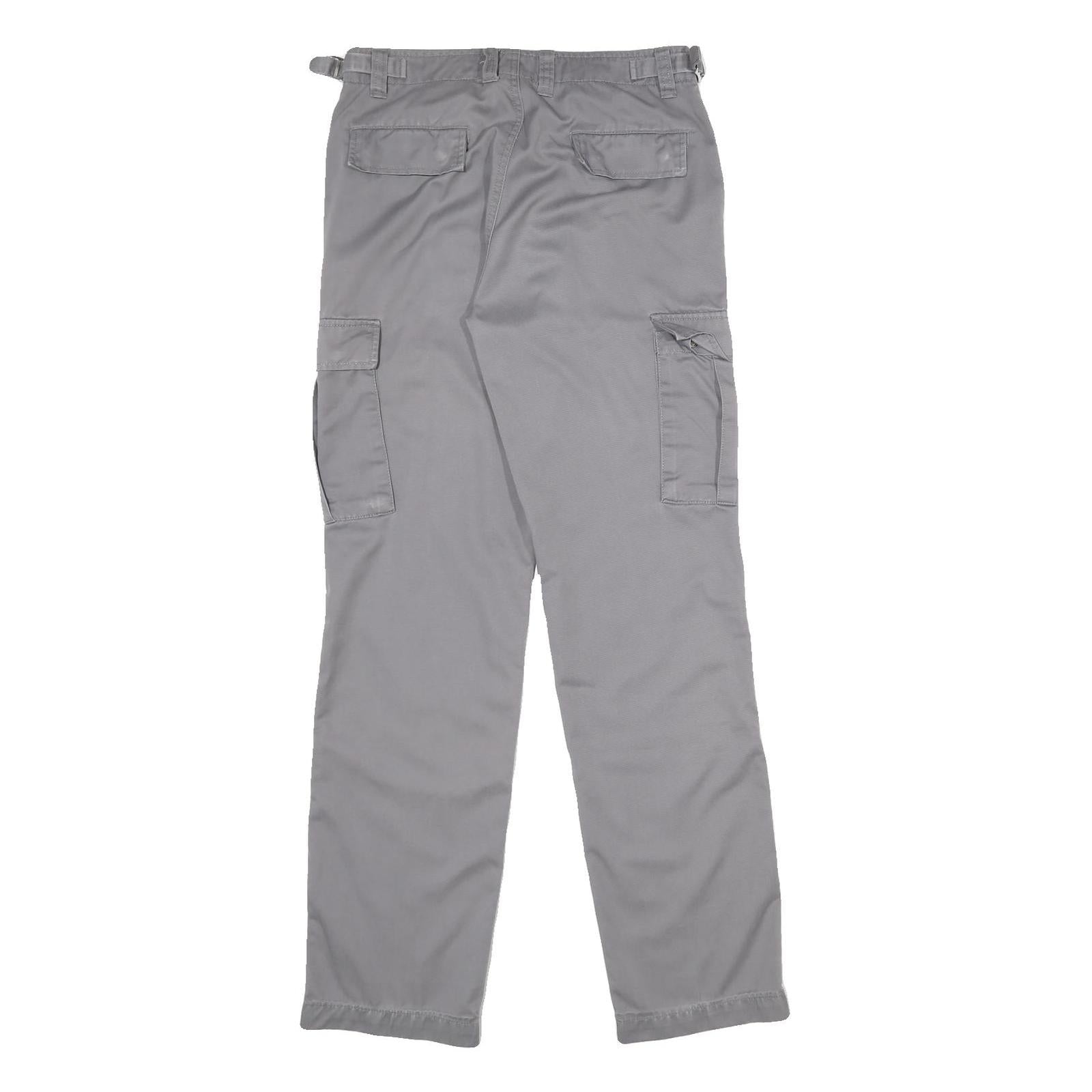 TEDDYS Mens Cotton Blend Grey Regular Cargo Trousers W30 L32 Utility Pockets Zip