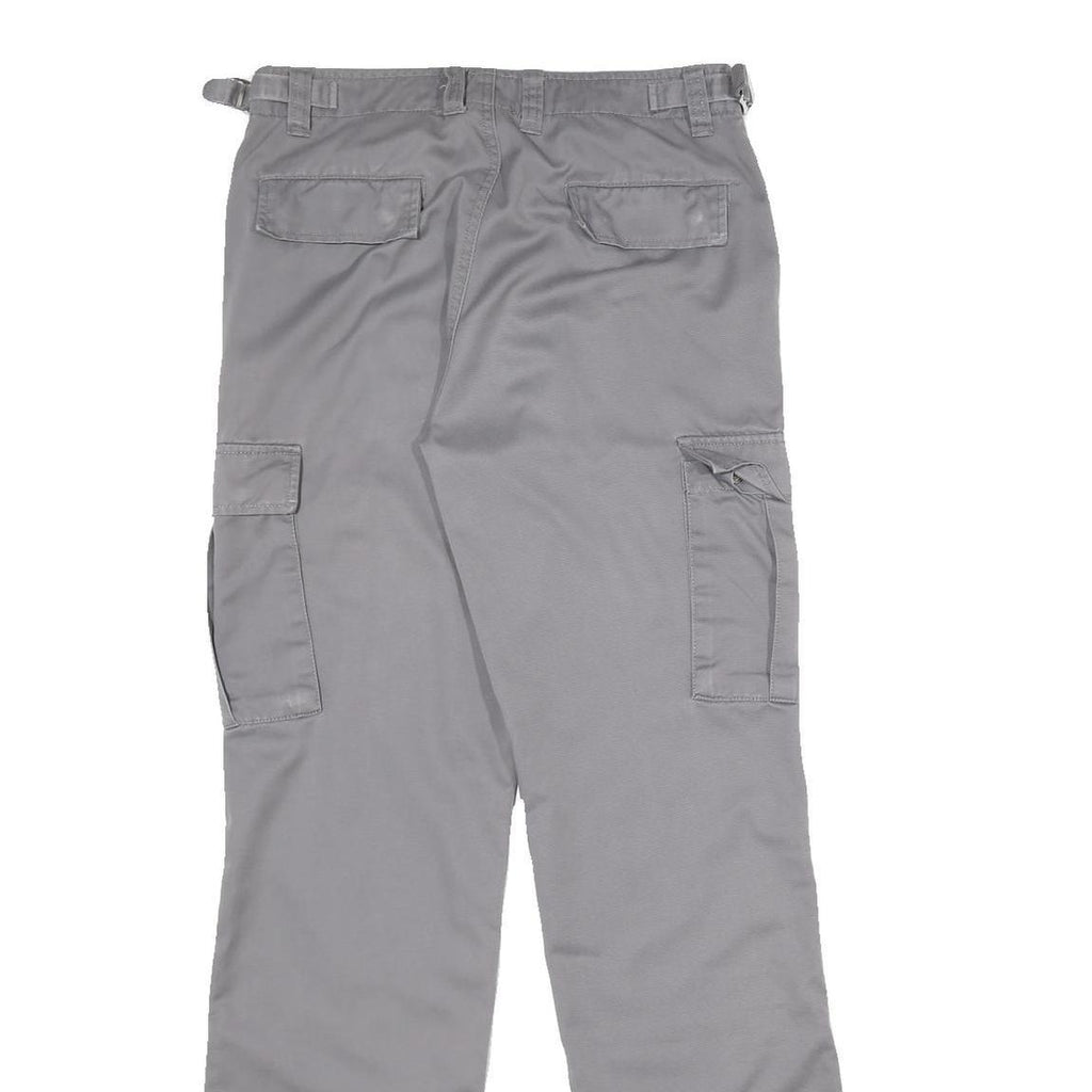 TEDDYS Mens Cotton Blend Grey Regular Cargo Trousers W30 L32 Utility Pockets Zip