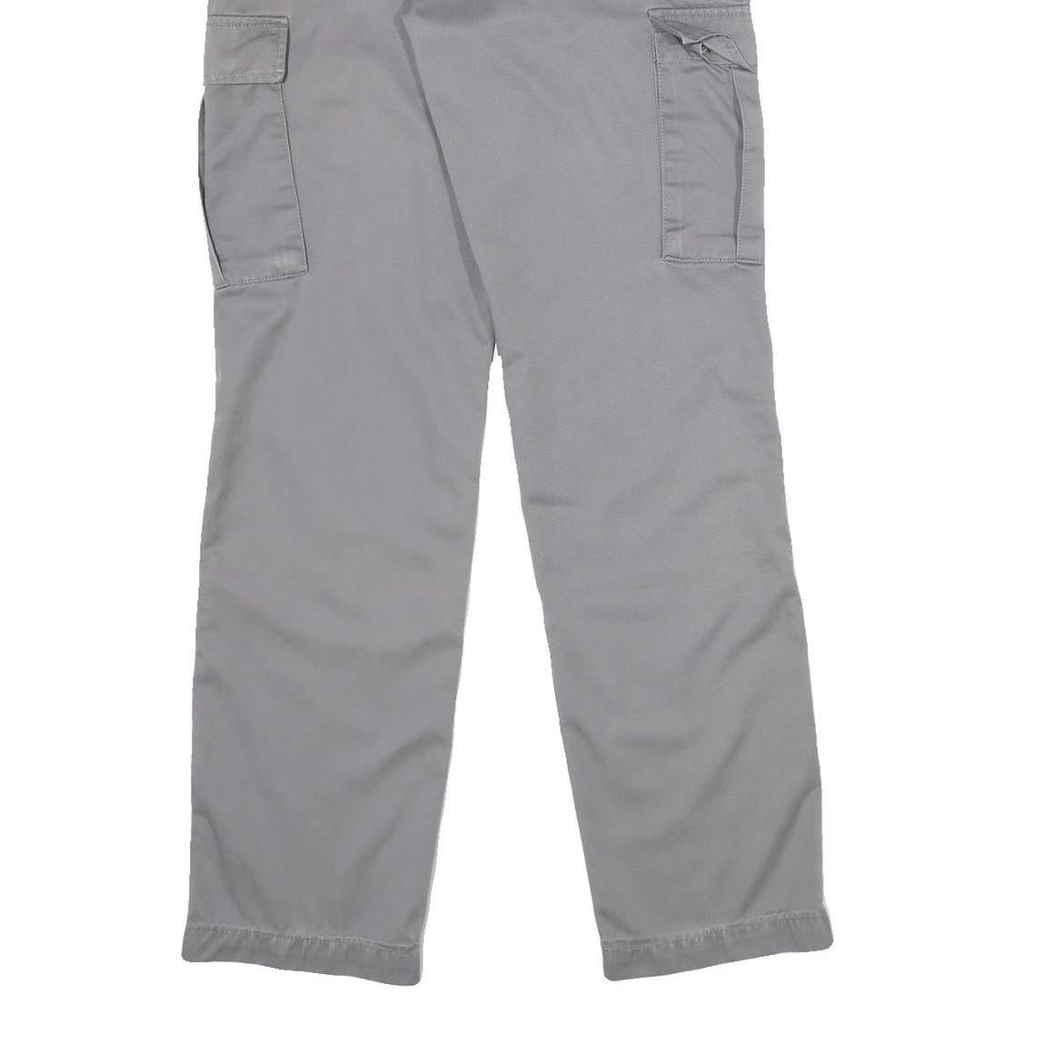 TEDDYS Mens Cotton Blend Grey Regular Cargo Trousers W30 L32 Utility Pockets Zip