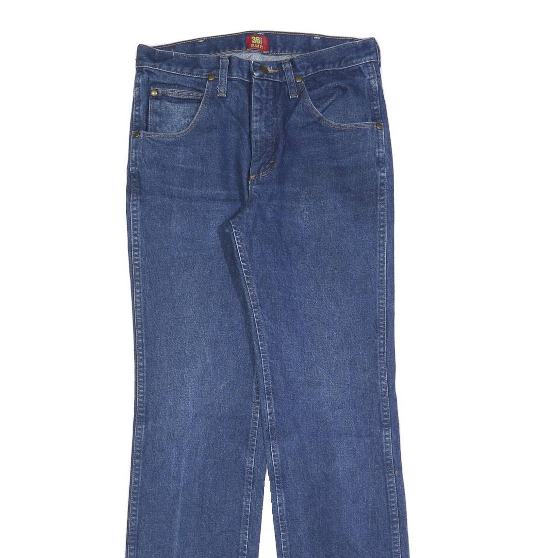 WRANGLER Mens Blue Slim Jeans Denim Medium W30 L34 Classic Zip Pockets