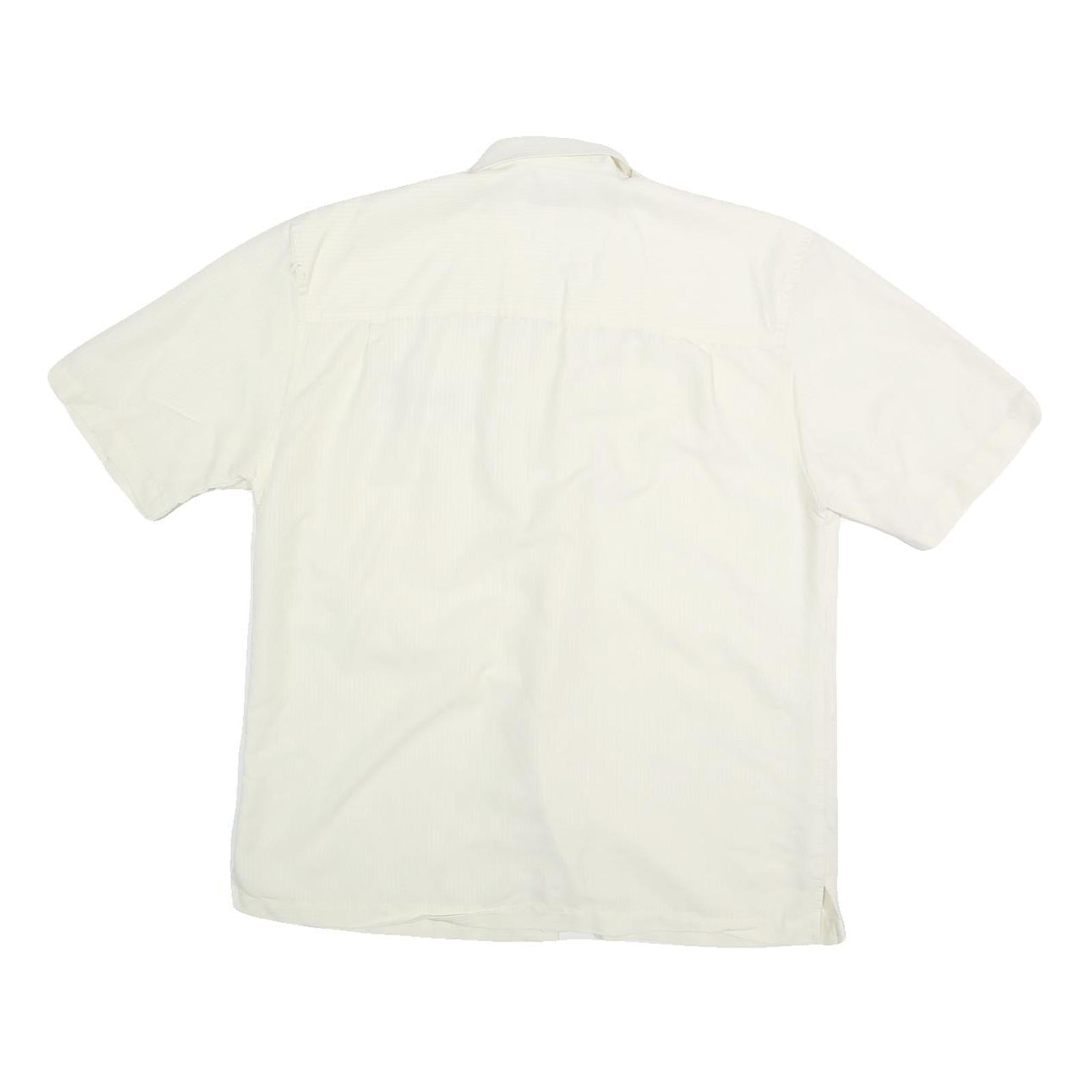 CUBAVERA Mens White Casual Shirt M Cotton Button Front Short Sleeve Summer