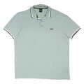 BOSS Mens Green & White Black Short Sleeve Polo Shirt XL Plain Cotton Blend