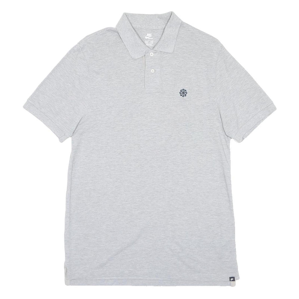NIKE Mens Grey Short Sleeve Plain Polo Shirt L Cotton Blend Casual