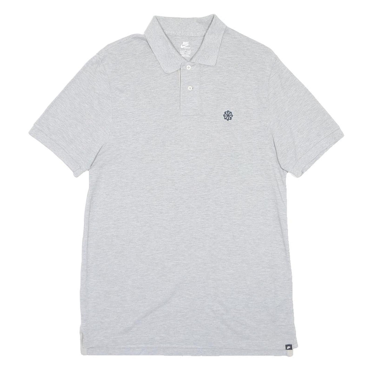 NIKE Mens Grey Short Sleeve Plain Polo Shirt L Cotton Blend Casual