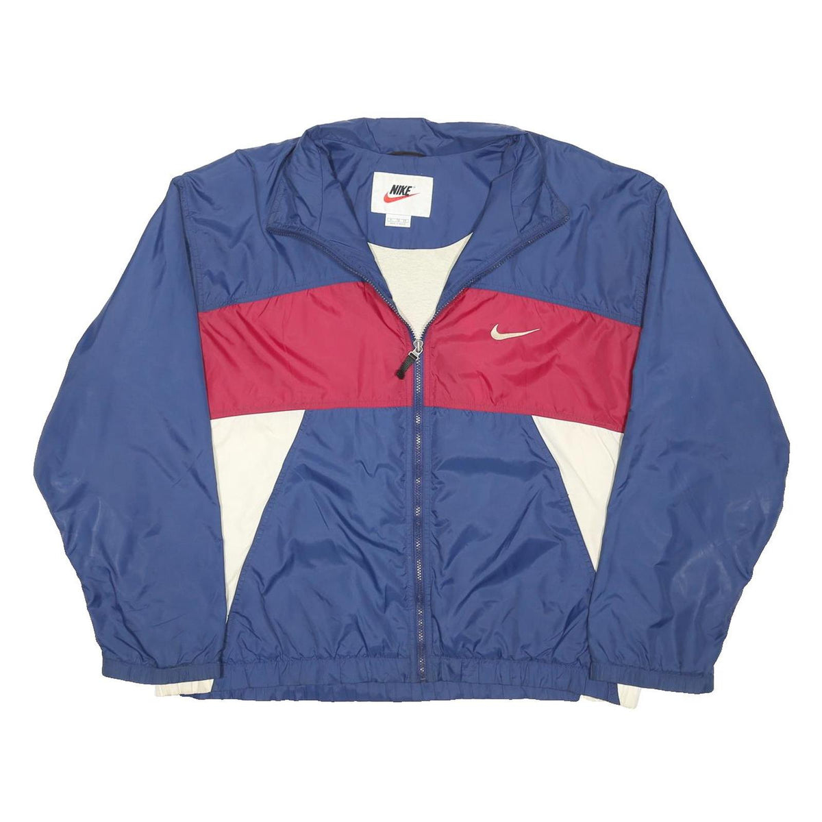 NIKE Mens Blue & Red Jacket XL Polyester Blend Zip Sportswear Track Outerwear