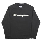CHAMPION Mens Black Cotton Blend Crew Neck M Sweatshirt Pullover Logo