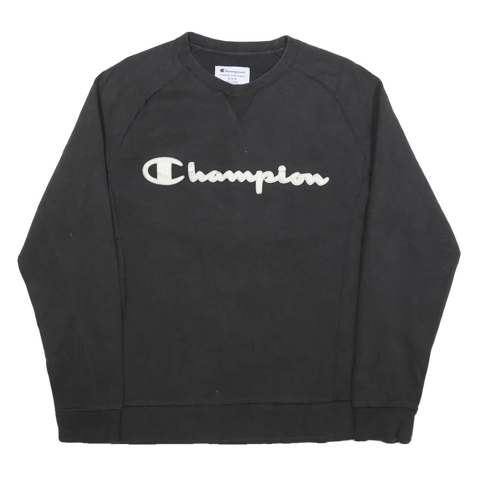 CHAMPION Mens Black Cotton Blend Crew Neck M Sweatshirt Pullover Logo
