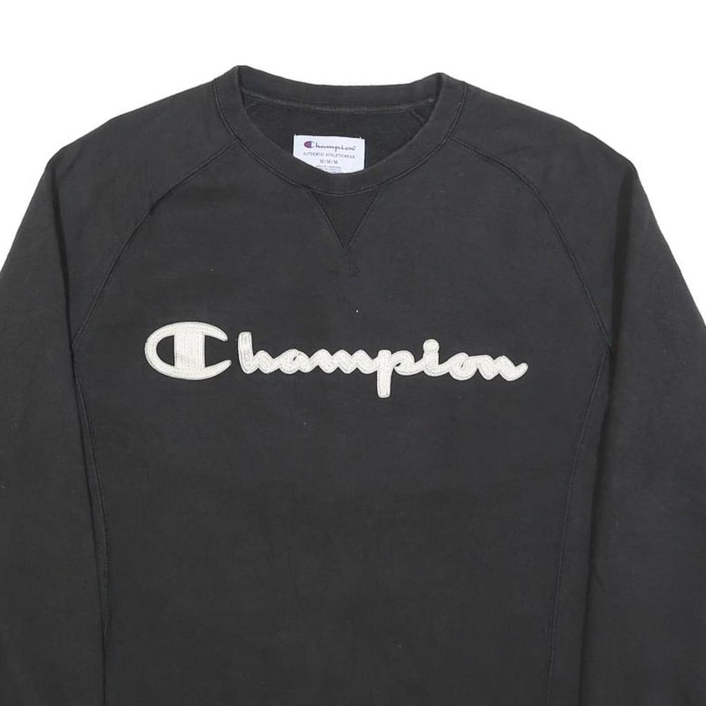CHAMPION Mens Black Cotton Blend Crew Neck M Sweatshirt Pullover Logo