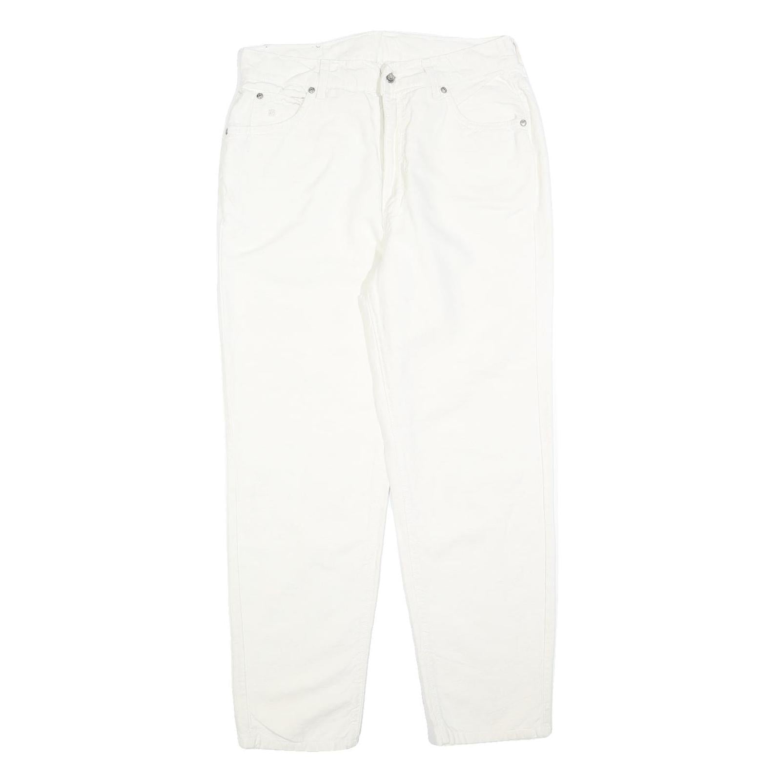 LAURA BIAGIOTTI Womens Cotton Blend White Regular Fit Straight Trousers W32 L28