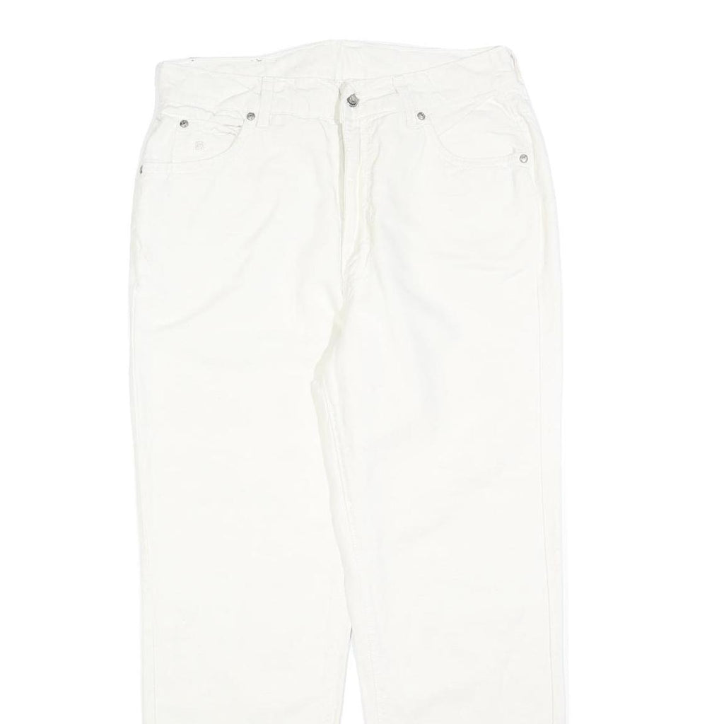LAURA BIAGIOTTI Womens Cotton Blend White Regular Fit Straight Trousers W32 L28