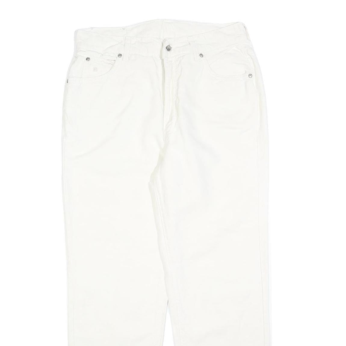 LAURA BIAGIOTTI Womens Cotton Blend White Regular Fit Straight Trousers W32 L28