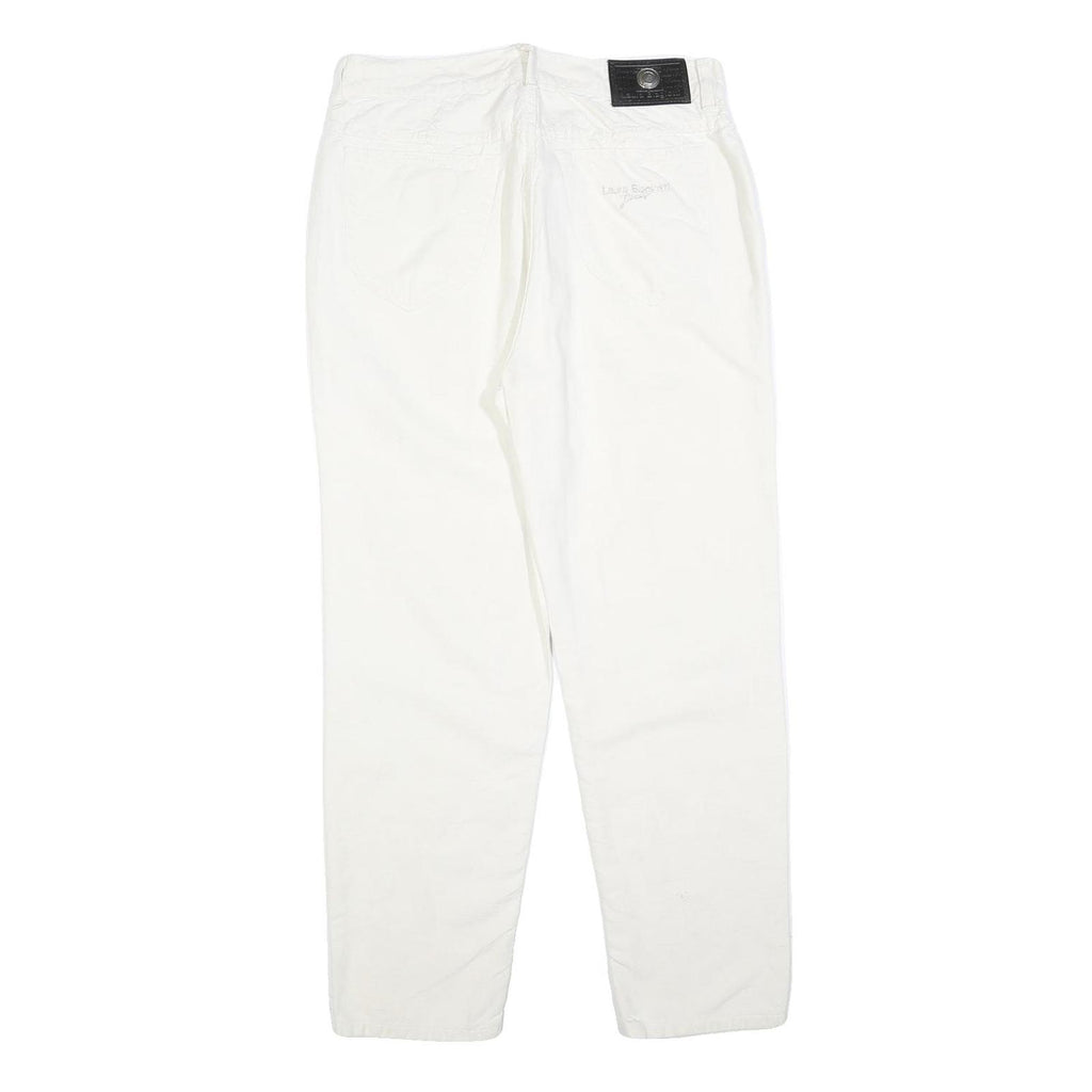 LAURA BIAGIOTTI Womens Cotton Blend White Regular Fit Straight Trousers W32 L28